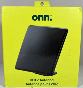 onn. HDTV Antenna Indoor Flat Super Slim & Lightweight - Black - NEW - Picture 1 of 6