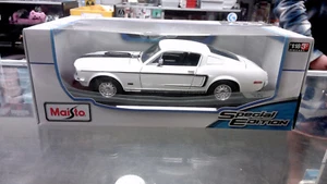 Maisto 1:18 1968 Ford Mustang GT Cobra Jet White Die Cast Toy Diecast Car - Picture 1 of 6