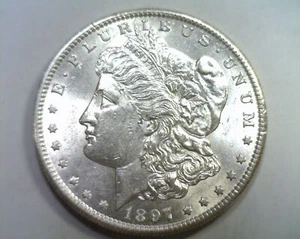1897-S MORGAN SILVER DOLLAR CHOICE ABOUT UNCIRCULATED++ CH. AU++ NICE ORIGINAL - Picture 1 of 2