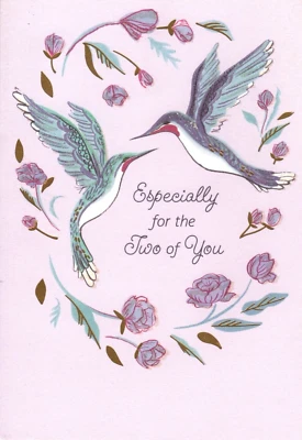 Tarjeta de felicitación feliz aniversario pareja colibrí colibrí sello Foto 1 de 3