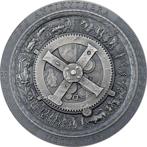 ANTIKYTHERA MECHANISM Antiqued Archeology Symbolism 3 Oz Silver Coin - Picture 1 of 4