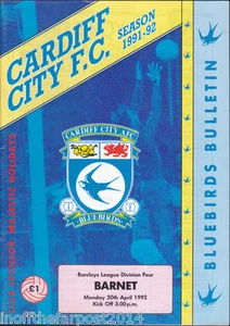 1991/92 CARDIFF CITY V BARNET 20-04-1992 Division 4 - Picture 1 of 1