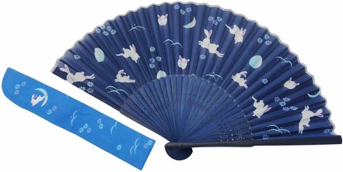 Japanese Traditional Fan SENSU Usagi Rabbit L:210mm Pattern K-113 Japan ...