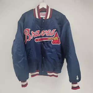 Vintage Mens Diamond Starter Braves Jacket Size M Blue Red - Picture 1 of 13