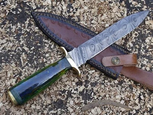 EDC Unique hand Forged Damascus steel Dagger Knife 12'Camping Knife W/Sheath - Picture 1 of 22