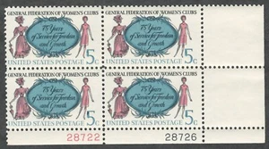US. 1316. 5c. Allgemeiner Frauenverband. Plattenblock 4 Stück. postfrisch. 1966 - Bild 1 von 2