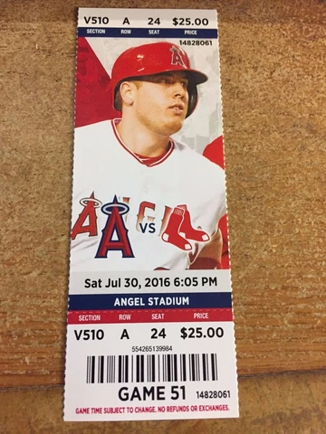 2016 LOS ANGELES ANGELS VS RED SOX TICKET STUB 7/30 ALBERT PUJOLS HR #580 Cover
