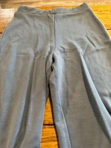 Vintage ILGWU Women's Slate Blue Acrylic Pleated Pants - Size 14 w/12" bottoms - Picture 1 of 8