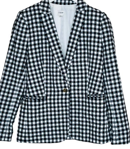 J Crew Womens Parke Gingham Linen Blazer Size 6 Retro Beach Preppy - Picture 1 of 13