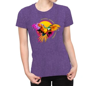 1Tee Womens Parrott Tropical Geometric T-Shirt - Picture 1 of 25
