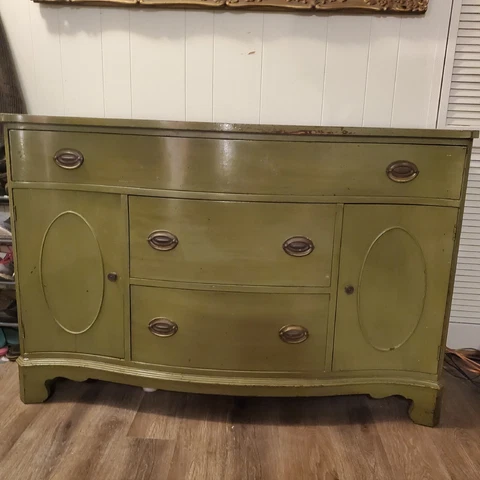 Shabby Chic / French Country Sage Green Heavy  Wood Buffet Sideboard Cover