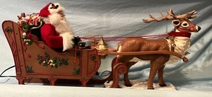 Holiday creations reindeer Santa sleigh animated large home decor WORKS 🎅🦌 - Picture 1 of 24