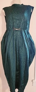 River Island Women's Satin Green Shift Midi Dress Party Occasion Sz 16 BNWT - Picture 1 of 7