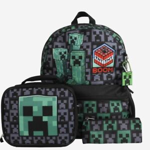 Minecraft Bookbag, Lunchbox, Pencil Case & Clip NWOT No Keychain