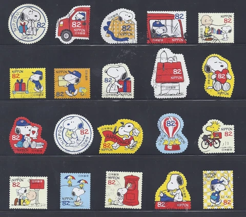 Japan 2017 Peanuts Snoopy Charlie Brown Complete Used Set of 20 Sc# 4103-4 a-j Cover