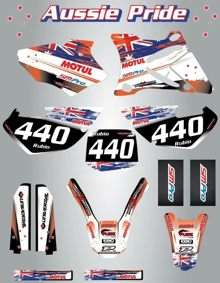 Kit Gráfico Completo Personalizado -AUSSIE ORGULLOS - KTM 150 SX - 2008/2010 Foto 1 de 1