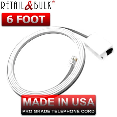 Cable de extensión de línea telefónica de 6 pies para teléfonos fijos • HiGrade • Hecho en EE. UU. Foto 1 de 4