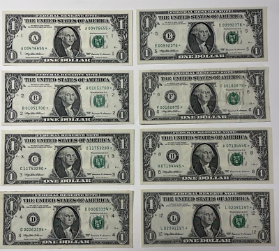 1999 $1 Star Federal Reserve Note District Set With Hard to Find F* - Image 1 of 4