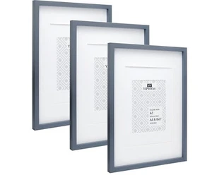 A-3 Picture photo Frame 3-Pack Frames Grey Double Mounts for A4 & 6x8 YiPinYin - Imagen 1 de 6