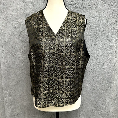 Camisa Chaleco Cricket Lane Mujeres LP Negro Dorado Geo Estampado Audaz Glamour Mafia Esposas Foto 1 de 4