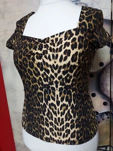 BNWT 2XL 18 KILLSTAR LEOPARD STRETCH TOP SWEETHEART PIN UP 50S PSYCHOBILLY VAMP - Picture 1 of 5