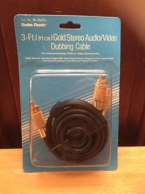 RADIO SHACK Gold Stereo Audio/Video Dubbing Cable 3 ft BRAND NEW - Image 1 of 2