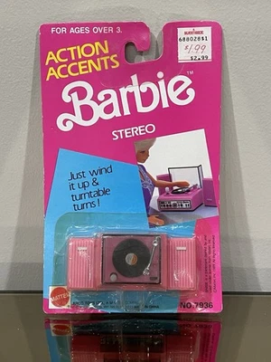 Muñeca Barbie Mattel 1987 vintage acentos de acción rosa reproductor de discos estéreo 7936  Foto 1 de 4