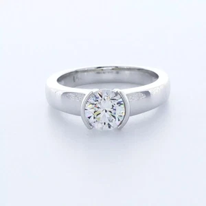 14K Gold Solitaire Engagement Ring Classic 1.28 CT Round Lab-Grown Diamond E VS2 - Picture 1 of 20