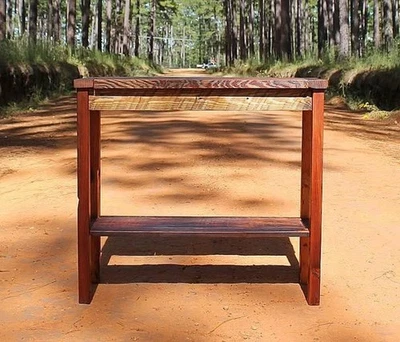 Sofá de mesa antigo recuperado coração folha longa madeira de pinho 30”L x 36”A x 10”W - Imagem 1 de 4
