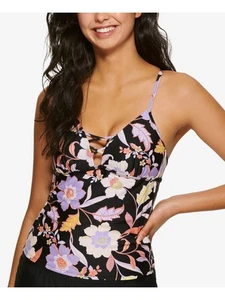 HULA HONEY Women's Black Criss-cross Detail Strappy Luna Tankini Top S - Picture 1 of 6