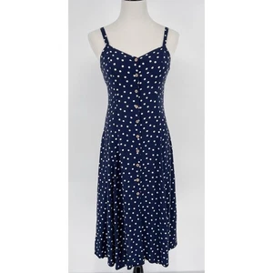 Forever 21 Viskose Midi Small Sommerkleid blau weiß gepunktet figurbetont - Bild 1 von 9
