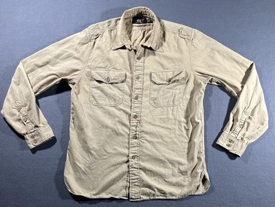 Camisa Oficial RRL Ralph Lauren Para Hombres Grande Caqui Abotonada Manga Larga *LEER* Foto 1 de 4