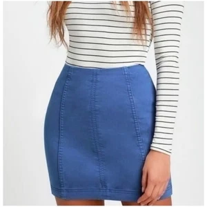 Free People Women’s Sz 6 Blue Stretch Denim Mini Skirt High Rise - Picture 1 of 12