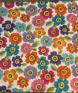 Purple Pink Blue & Orange Flowers Spring Quilting & Sewing Fabric 1.6 Yds - Picture 1 of 3