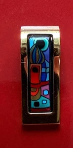 Frey Wille Fire Enameled Gold Tone Wave Cubist Pendant No Chain Rare Find - Picture 1 of 12