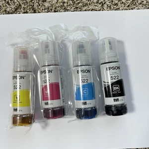 Genuine Epson 522 Ink Bottles 4 Pack for EcoTank ET-2800 ET-2803 ET-4700 ET-4800 - Picture 1 of 7