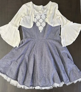 Knitworks light jean colored fancy dress with sweater size 12 - Picture 1 of 6