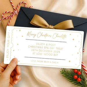 Personalised Christmas Gift Voucher for Spa Day, Concert, Weekend Away, Theatre - Picture 1 of 4