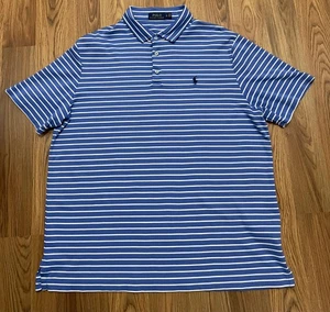 Polo Ralph Lauren Polo Shirt Mens XL Blue White Striped Short Sleeve Pony Logo - Picture 1 of 10