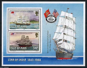 Isle of Man IOM - "SHIPS ~ STAR OF INDIA" MNH Kleinbogen MS 1988! - Bild 1 von 2