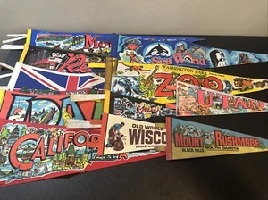 Vintage Lot Felt Pennant Flag Sea World Washington Park Zoo Ohio Utah Reno Idaho - Picture 1 of 20