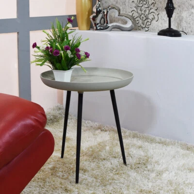 Handmade Modern Side Table Aluminum & Iron Round Ivory 15.5x15.5x17.5 Inch BBH - Image 1 of 4
