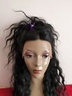 20"  Natural Lace Front Wig DeepWave Synthetic Hair Curly MiddleParting Black UK