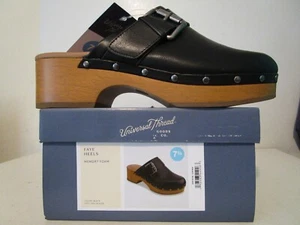 Universal Thread Womens Faye Heels Casual Slip On Clog Mule Black Size 7.5 - Picture 1 of 6