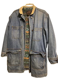 Eddie Bauer Blanket Lined Denim Ranch Blue Jean Jacket Women's Medium VTG 1990's - Picture 1 of 15