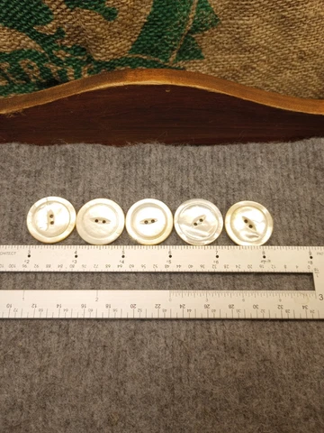 Lot of (5) Victorian Hand Carved Mother of Pearl Round  2-Hole Buttons Cover