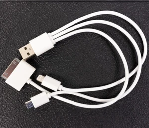 3 in 1 Charger Cable USB to 8 Pin 30 Pin Micro USB Adapter For iPhone Android - Picture 1 of 6