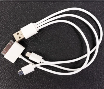 3 in 1 Charger Cable USB to 8 Pin 30 Pin Micro USB Adapter For iPhone Android - Image 1 of 4