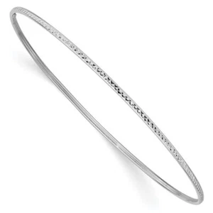 14K Solid 1.5mm White Gold Slip On Bangle Bracelet - Picture 1 of 12