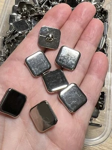 Silver Square Shank Square buttons 16mm Pack Of 7 Jacket Blazer Dress Ref46A - Picture 1 of 6